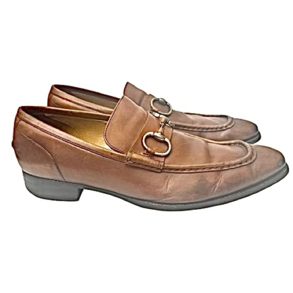 GUCCI Tan Leather Horsebit Loafers Men’s Size IT 8.5 / EU 42.5 / US 8.5